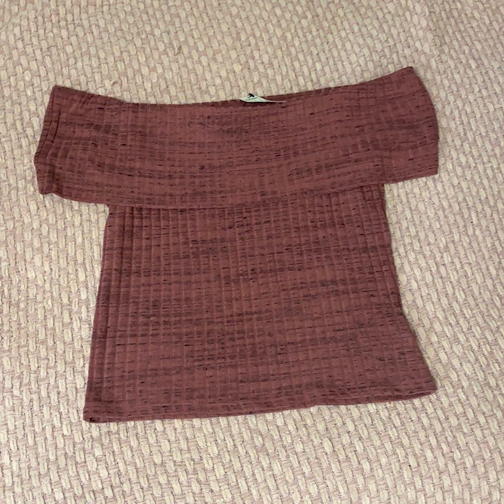 Express Ribbed off the shoulder shirt